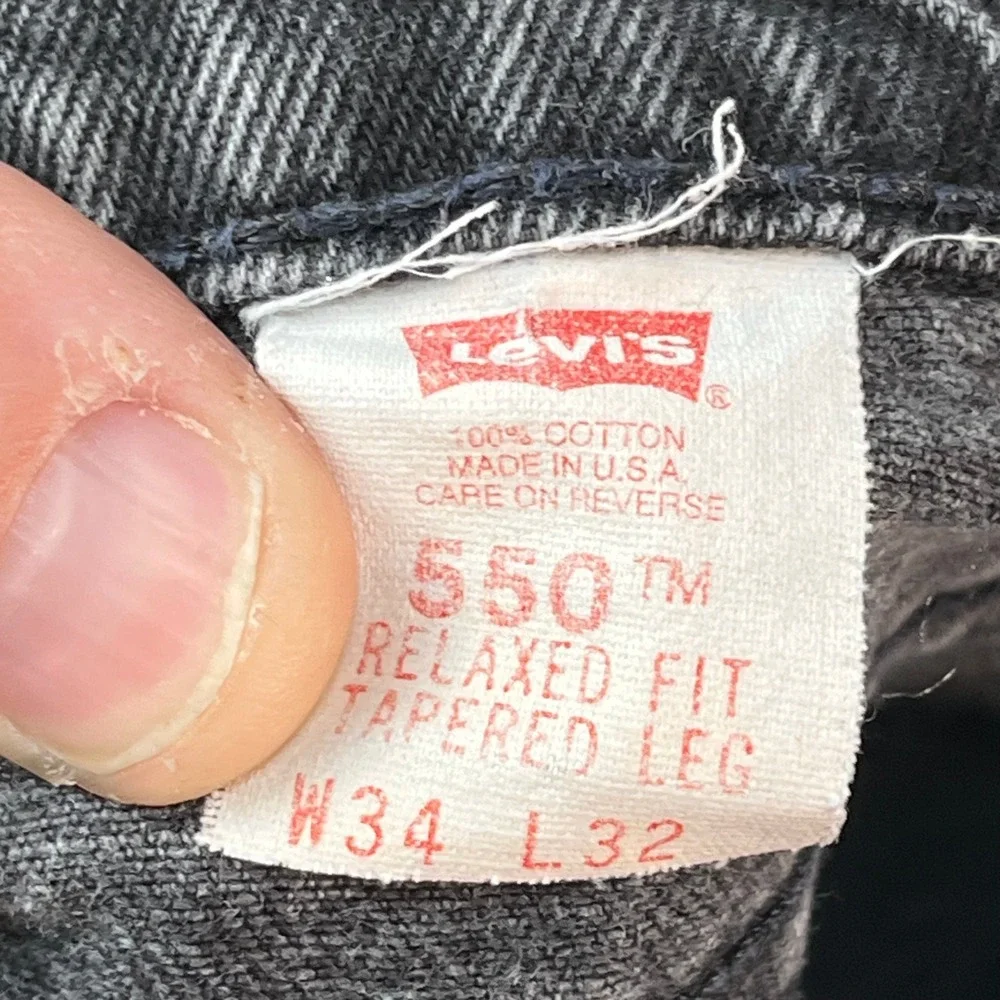 Vintage 1995 Levis 550 Relaxed Fit Tapered Leg Black Jeans Mens 34x32 USA